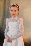 Abito da bambina in pizzo floreale con gonna al ginocchio